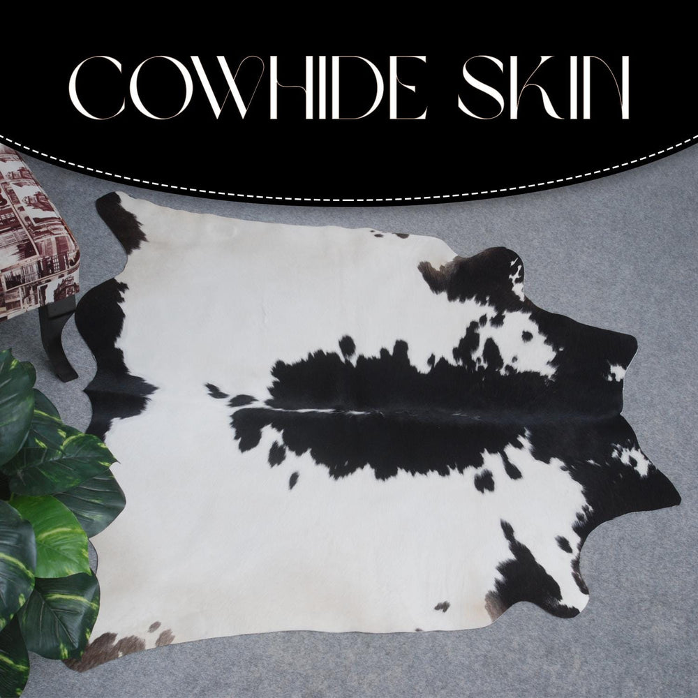 Sophisticated Black & White Cowhide Rug - Hypoallergenic - Non-Slip Large Animal Print Carpet for Home Decor - Unique Hand-Selected Design - Celestial Leather Limited