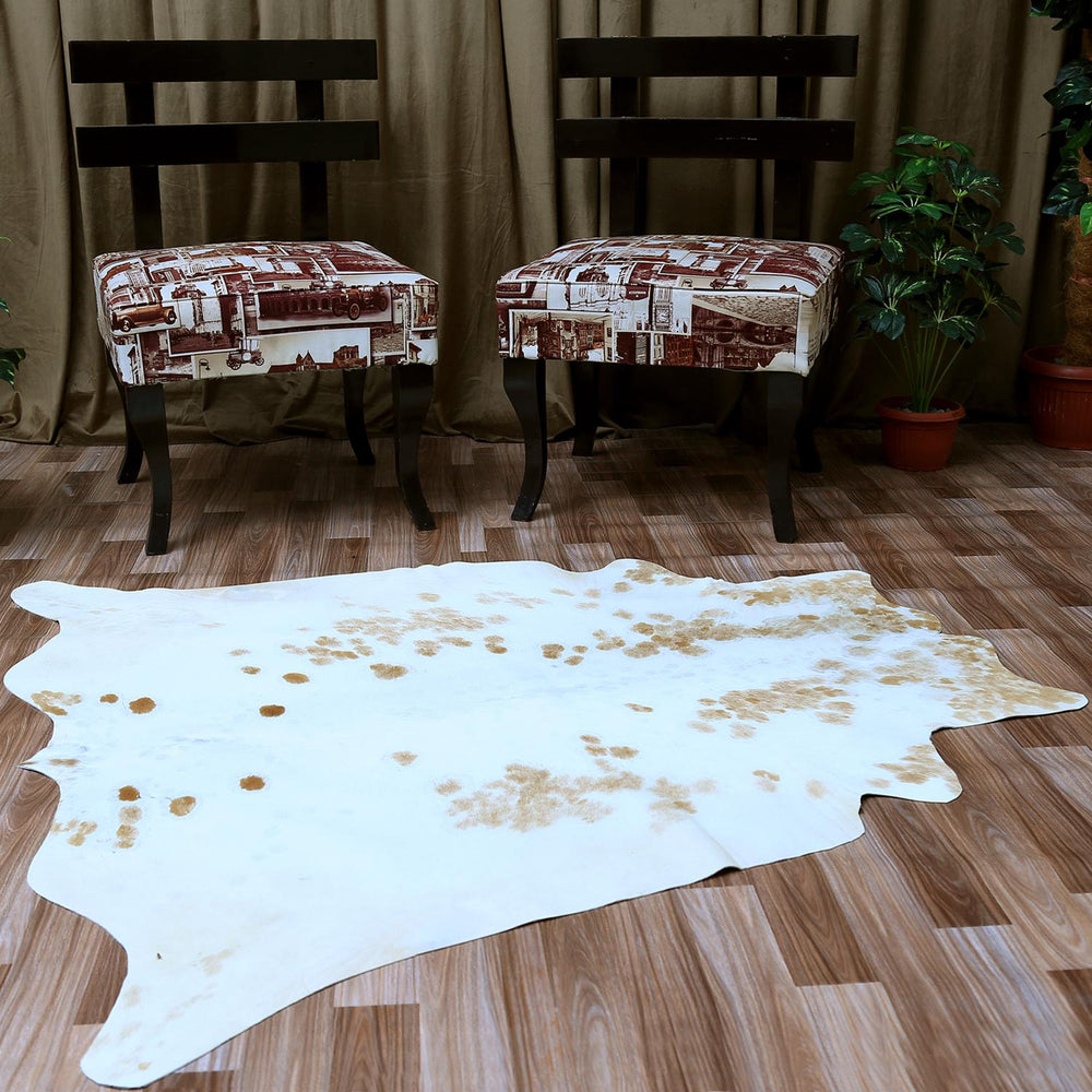 Luxury Brown and White Cowhide Rug for Elegant Home Decor - Hypoallergenic, Non-Slip, Non-Shedding - Large Size - Free Shipping in UK - Celestial Leather Limited