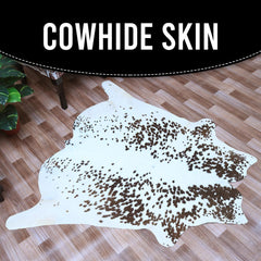 Luxury Large Brown & White Cowhide Rug with Soft Hair | Hypoallergenic - Non-Slip Back | Stunning Animal Pattern Rug for Home Décor - Celestial Leather Limited