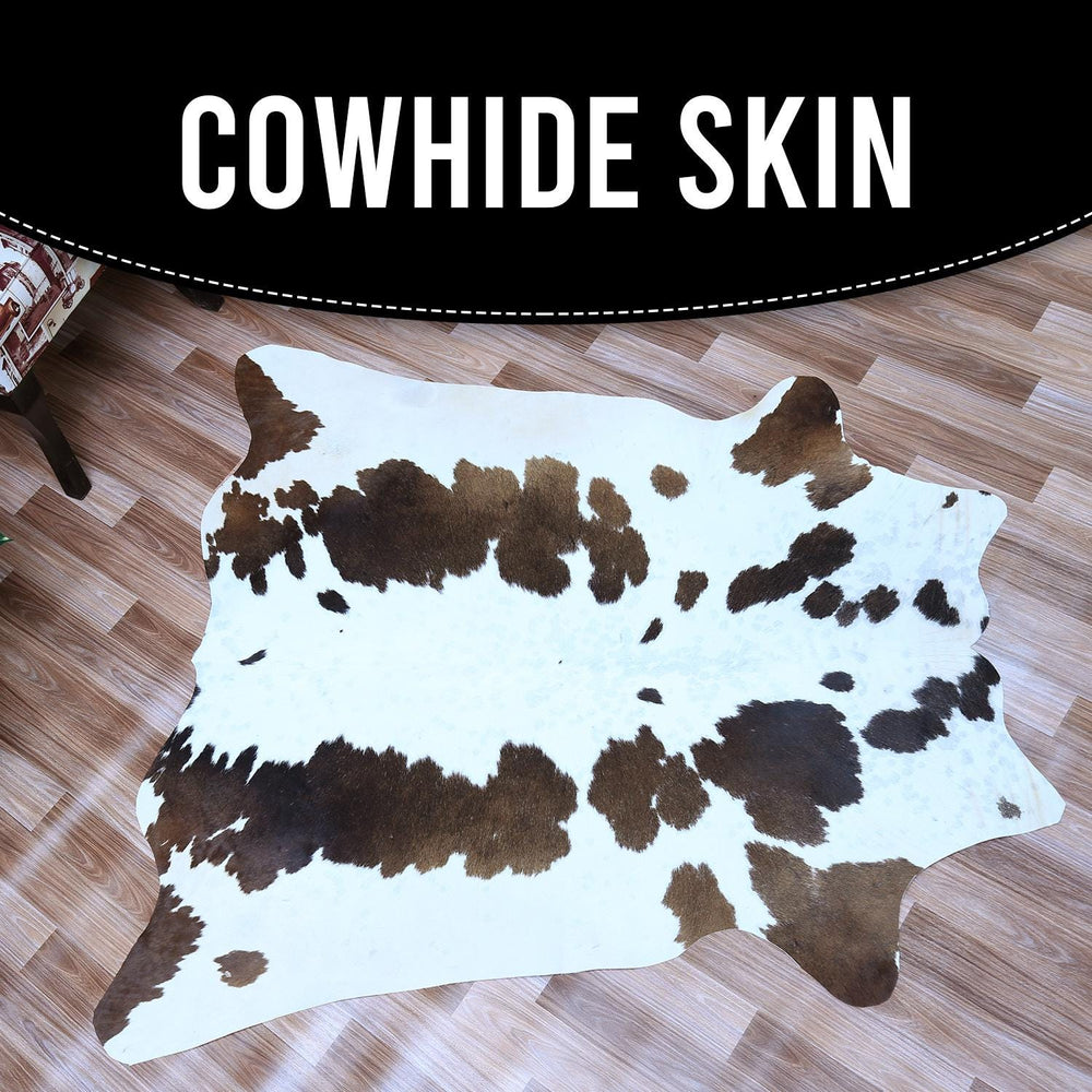Luxury Brown & White Cowhide Rug - Hypoallergenic, Non-Slip Back, Non-Shedding - Durable - Versatile Home Decor Rug - Free UK Shipping - Celestial Leather Limited