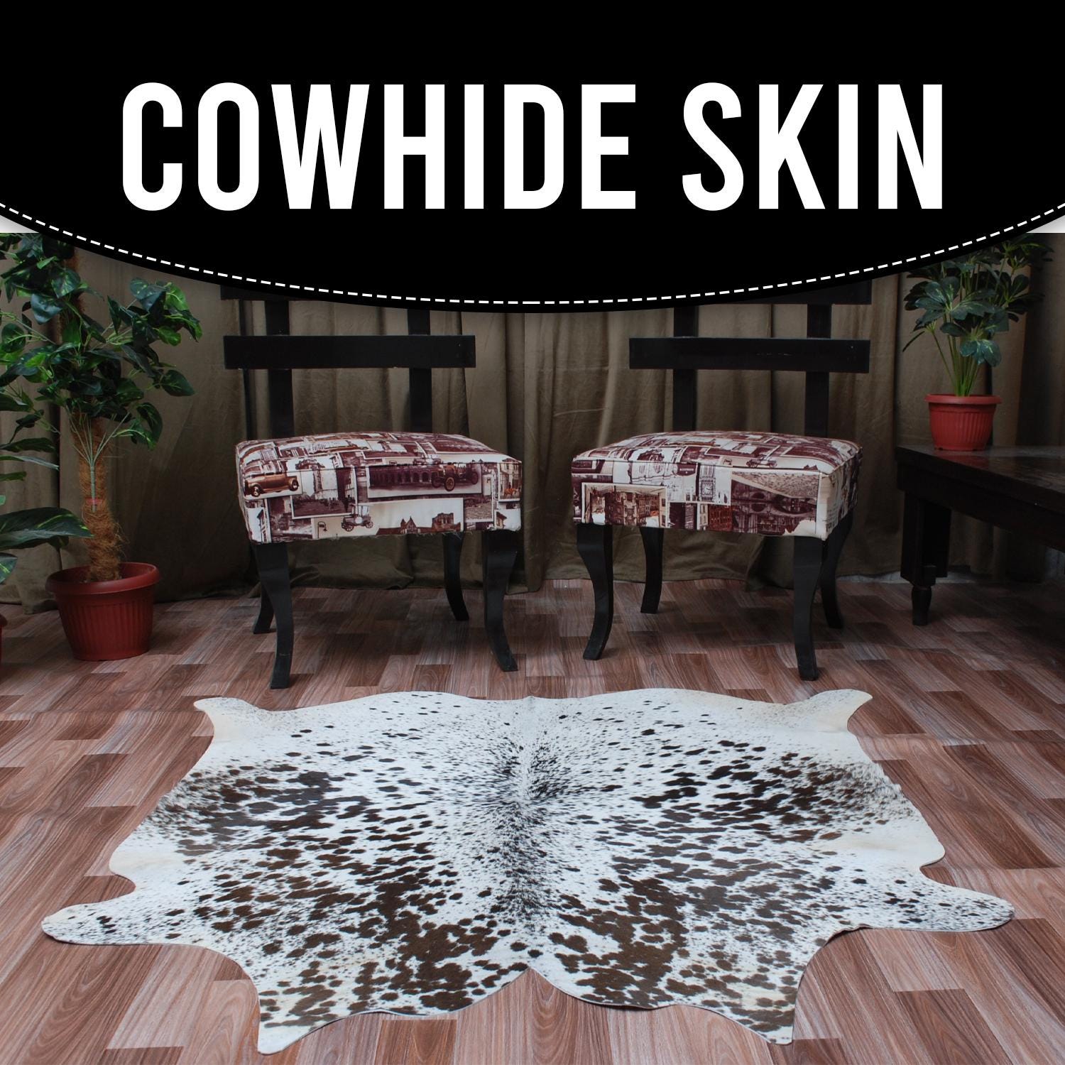 Luxury Brown & White Cowhide Rug for Home Decor - Large Size, Hypoallergenic, Non-Slip Back, Non-Shedding, Top Quality, Free Shipping - Celestial Leather Limited