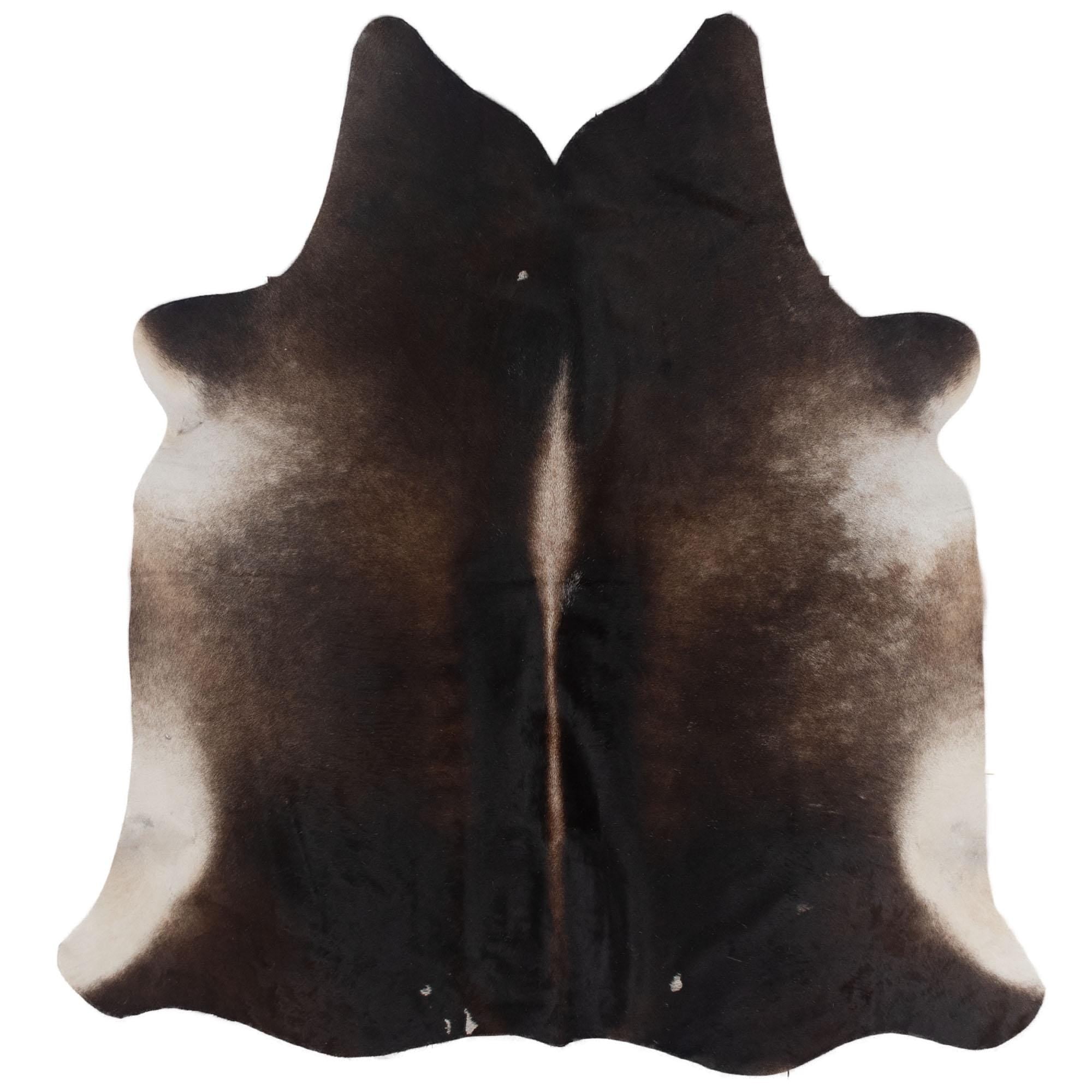 Stunning Dark Brown & White Cowhide Rug - Large Animal Print Center Piece w/ Hypoallergenic, Non Slip Suede Back - Non Shedding Properties