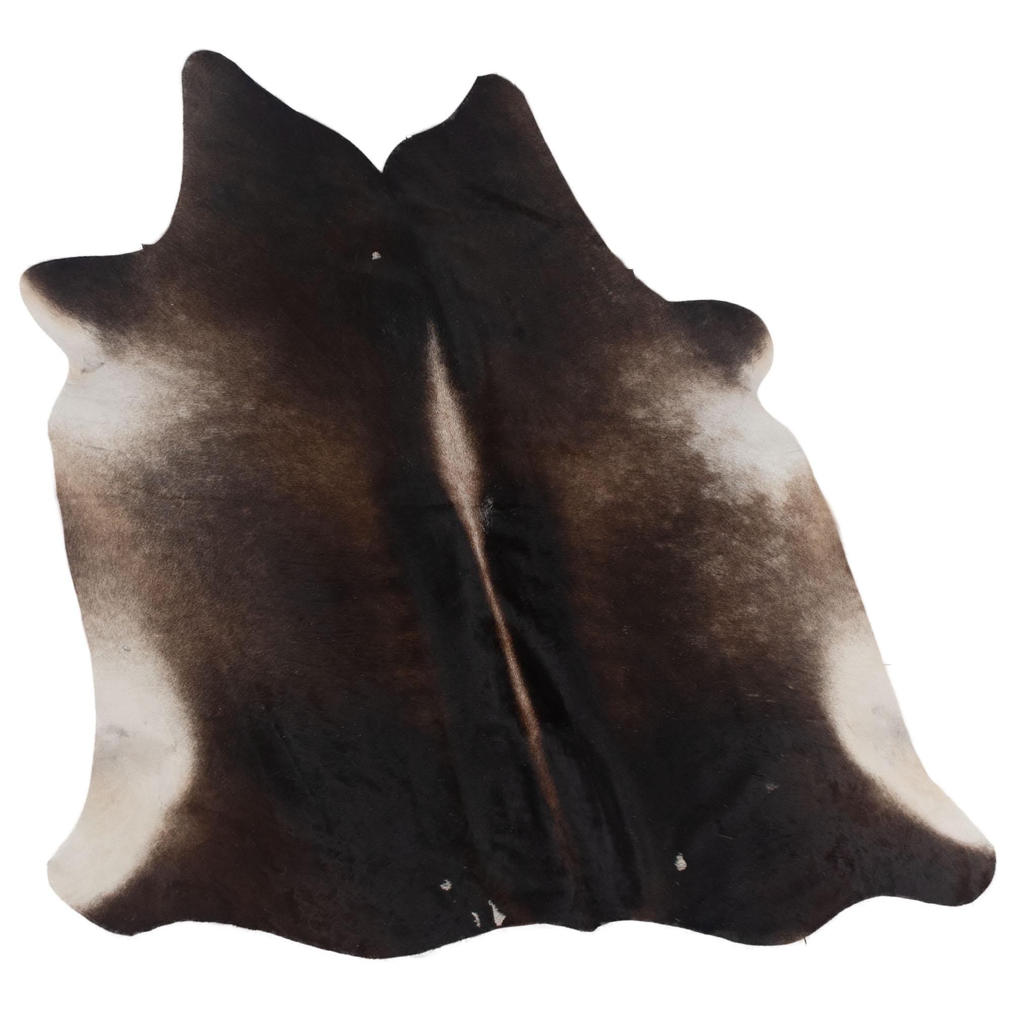 Stunning Dark Brown & White Cowhide Rug - Large Animal Print Center Piece w/ Hypoallergenic, Non Slip Suede Back - Non Shedding Properties