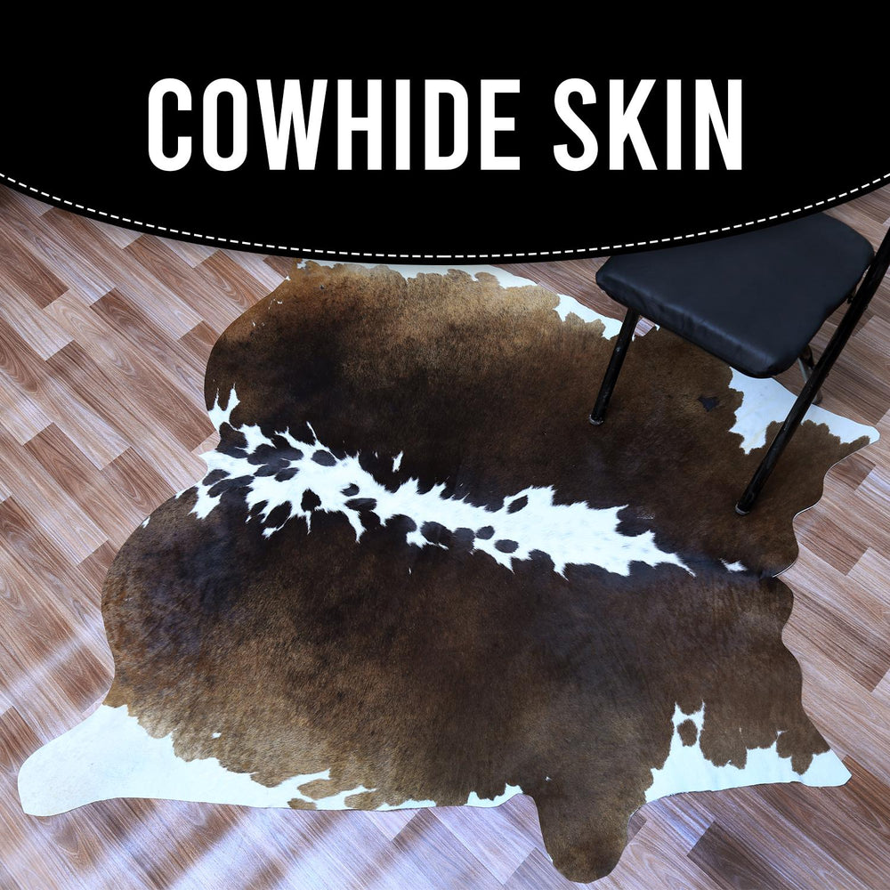 Luxurious Dark Brown & White Cowhide Rug - Hypoallergenic, Non-Slip Suede Back, Non-Shedding, Large Size, Handselected Premium Hides, Free - Celestial Leather Limited