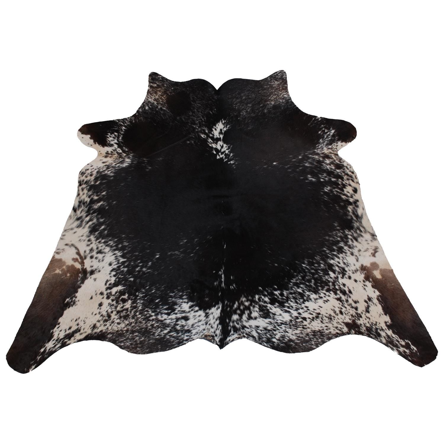 Luxurious Dark Brown & White Cowhide Rug, Hypoallergenic, Non-Slip Suede Back, Hand-Selected Premium Hide, Perfect for Bedroom or Living