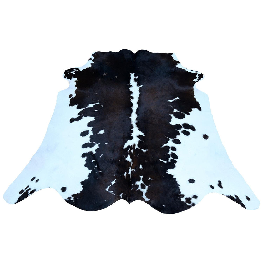 Luxurious Large Dark Brown & White Cow Skin Rug with Natural Hair for Bedroom or Living Room - Celestial Leather Limited