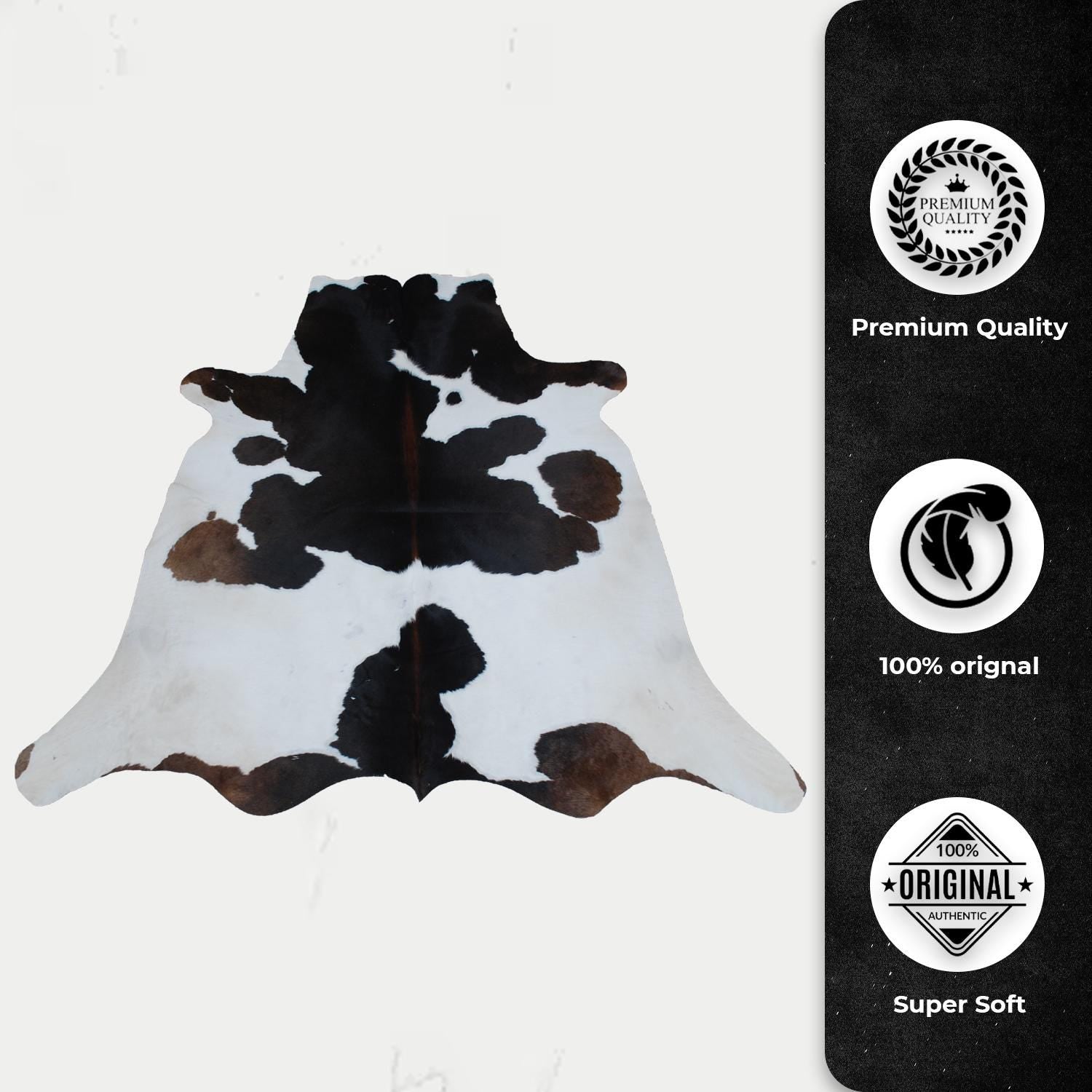 Luxurious Large Brown & White Cowhide Rug for Bedroom/Living Room Decor - Hypoallergenic, Non-slip Suede Back, Non-shedding - Free Shipping - Celestial Leather Limited