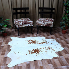 Luxurious Brown & White Cowhide Rug for Bedroom - Living Room - Hypoallergenic, Non-Slip, Non-Shedding, Top Quality, Free Shipping