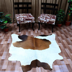 Luxury Brown & White Cowhide Rug - Hypoallergenic - Non-Slip - Free Shipping in UK - Natural - Durable - Adds Elegance to Bedroom - Living - Celestial Leather Limited