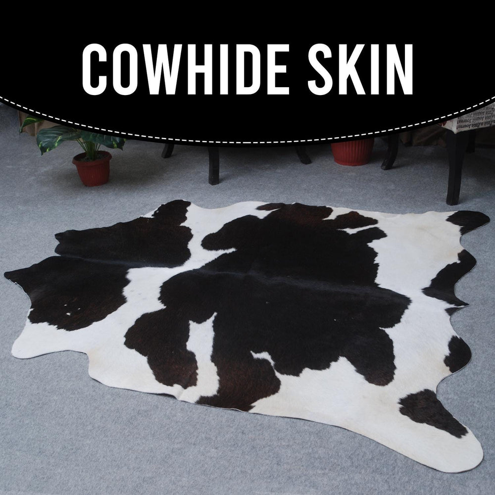 Luxurious Dark Brown & White Cowhide Rug for Lounge - Hypoallergenic, Non-Slip, Non-Shedding, Handselected Premium Hides - Large Size, Free - Celestial Leather Limited