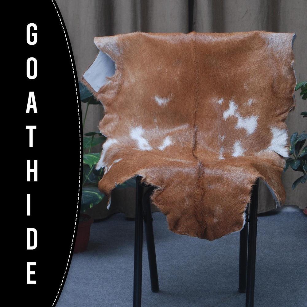 Luxurious Brown and Black Genuine Goat Hide Rug - Premium Hair-On Goat Skin Rug - Celestial Leather Limited