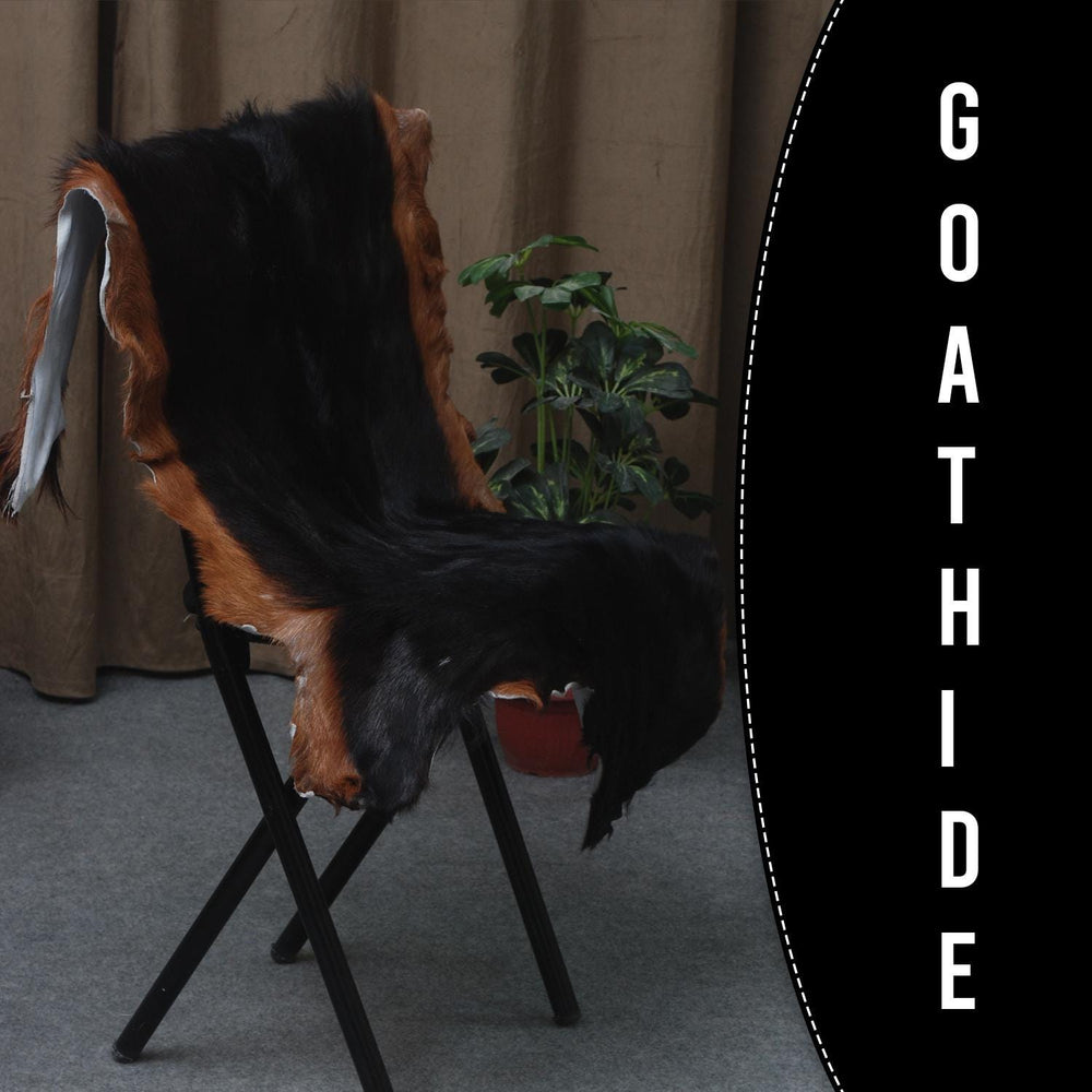 Luxurious Dark Brown and Black Goat Hide Rug - Premium Hair-On Genuine Skin - Hypoallergenic, Non-Slip Backing - Handcrafted in Asia - Celestial Leather Limited