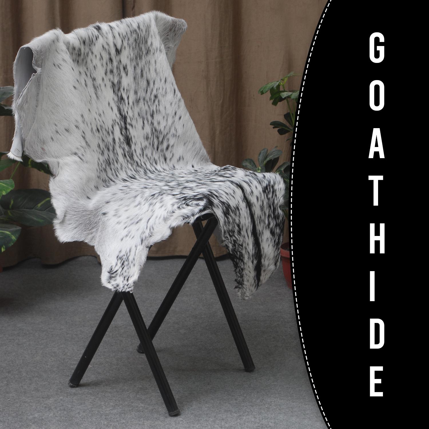 Stylish Black & White Goat Skin Rug - Modern Décor Floor Accent - Hypoallergenic - Eco-Friendly - Unique Statement Piece