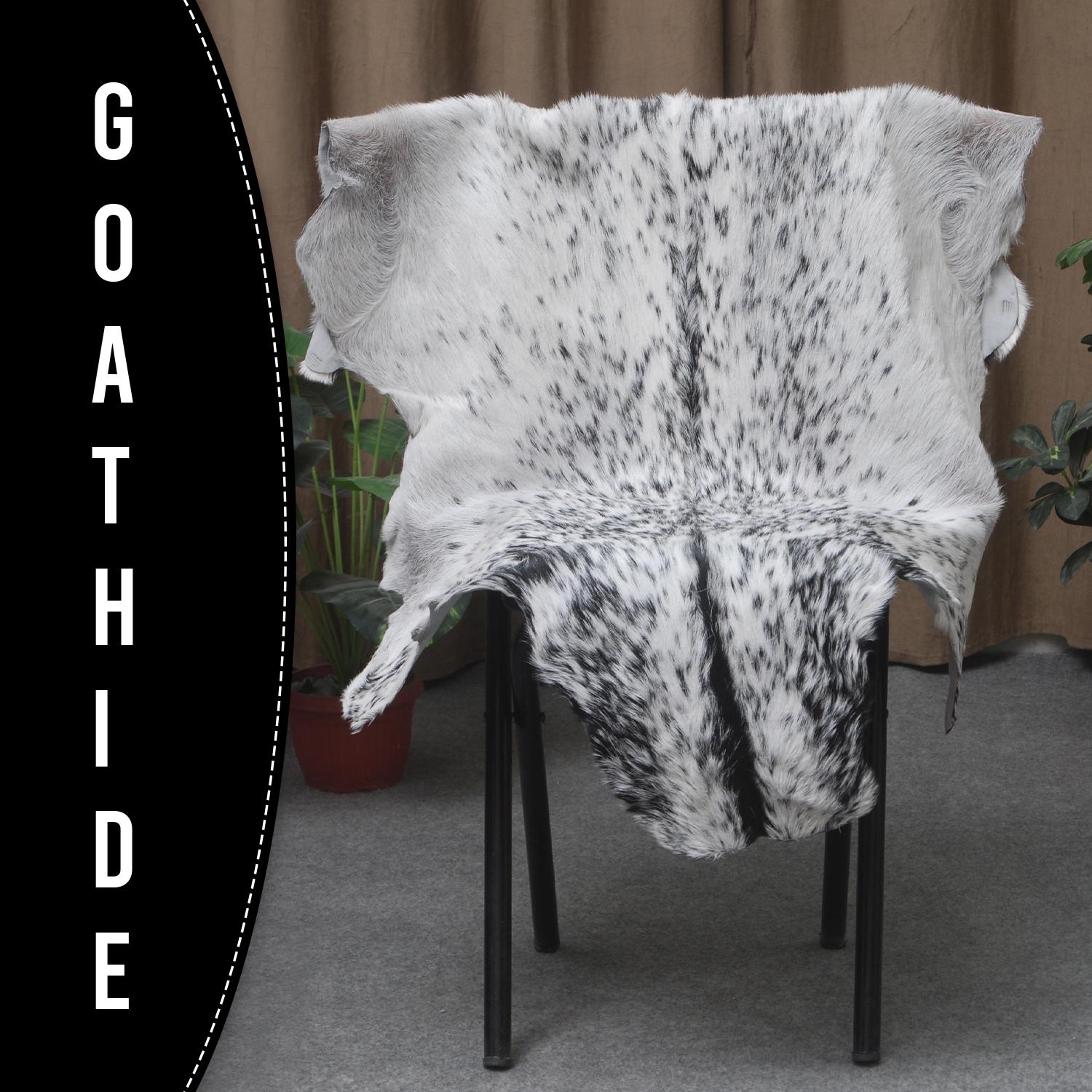 Stylish Black & White Goat Skin Rug - Modern Décor Floor Accent - Hypoallergenic - Eco-Friendly - Unique Statement Piece