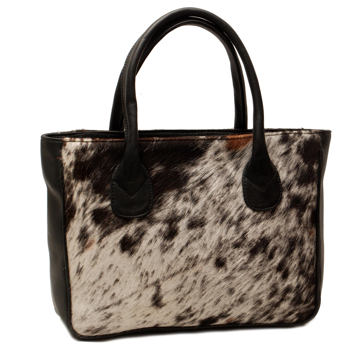 Stylish Dark Brown & White Cowhide Tote Bag w/ Handmade South Asian Craftsmanship - Unique Animal Print Variations - Perfect for Daily Wear