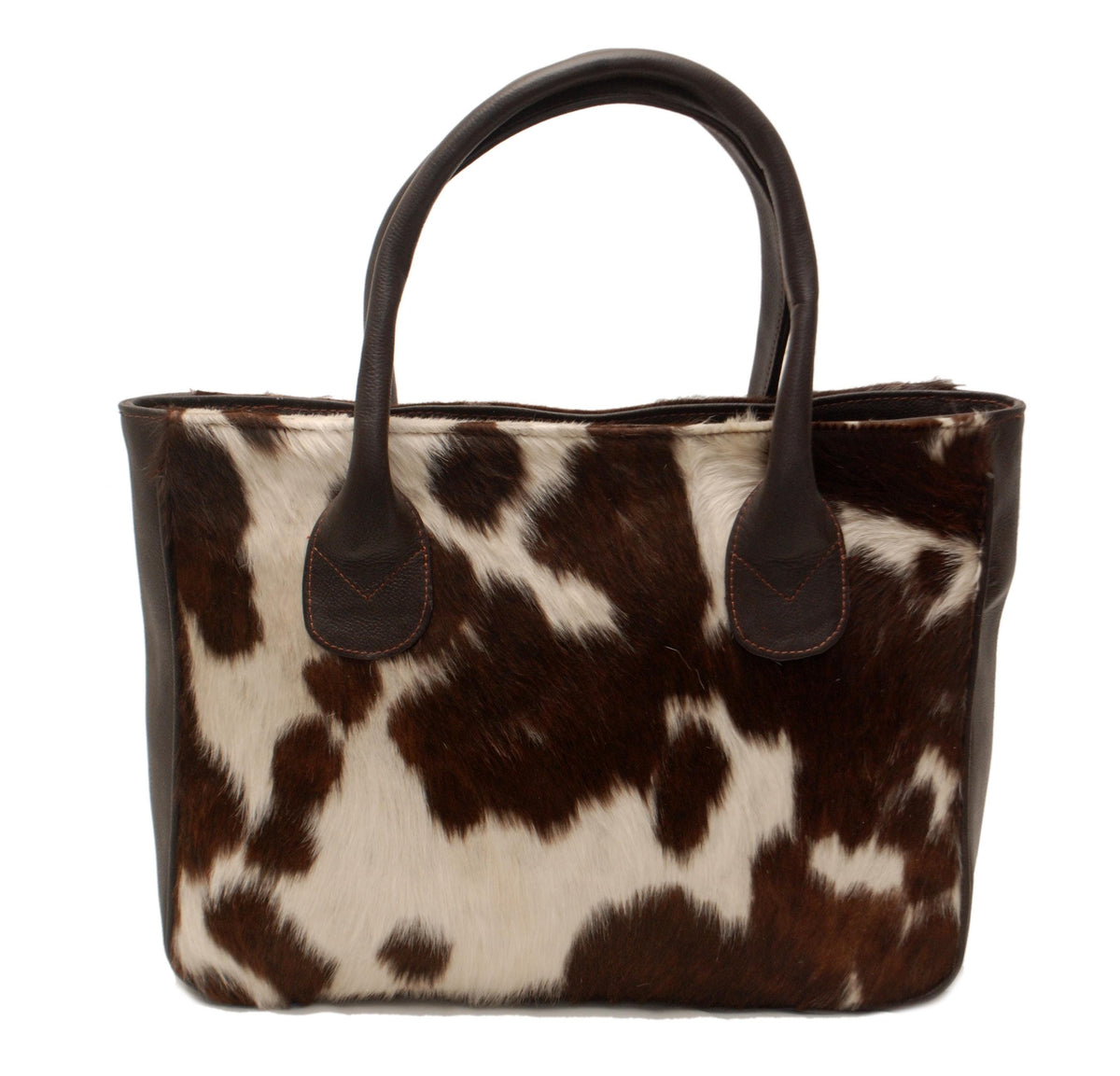 Stylish Brown & White Cowhide Shoulder Bag - Handmade Leather Purse for Women's Casual Chic Look