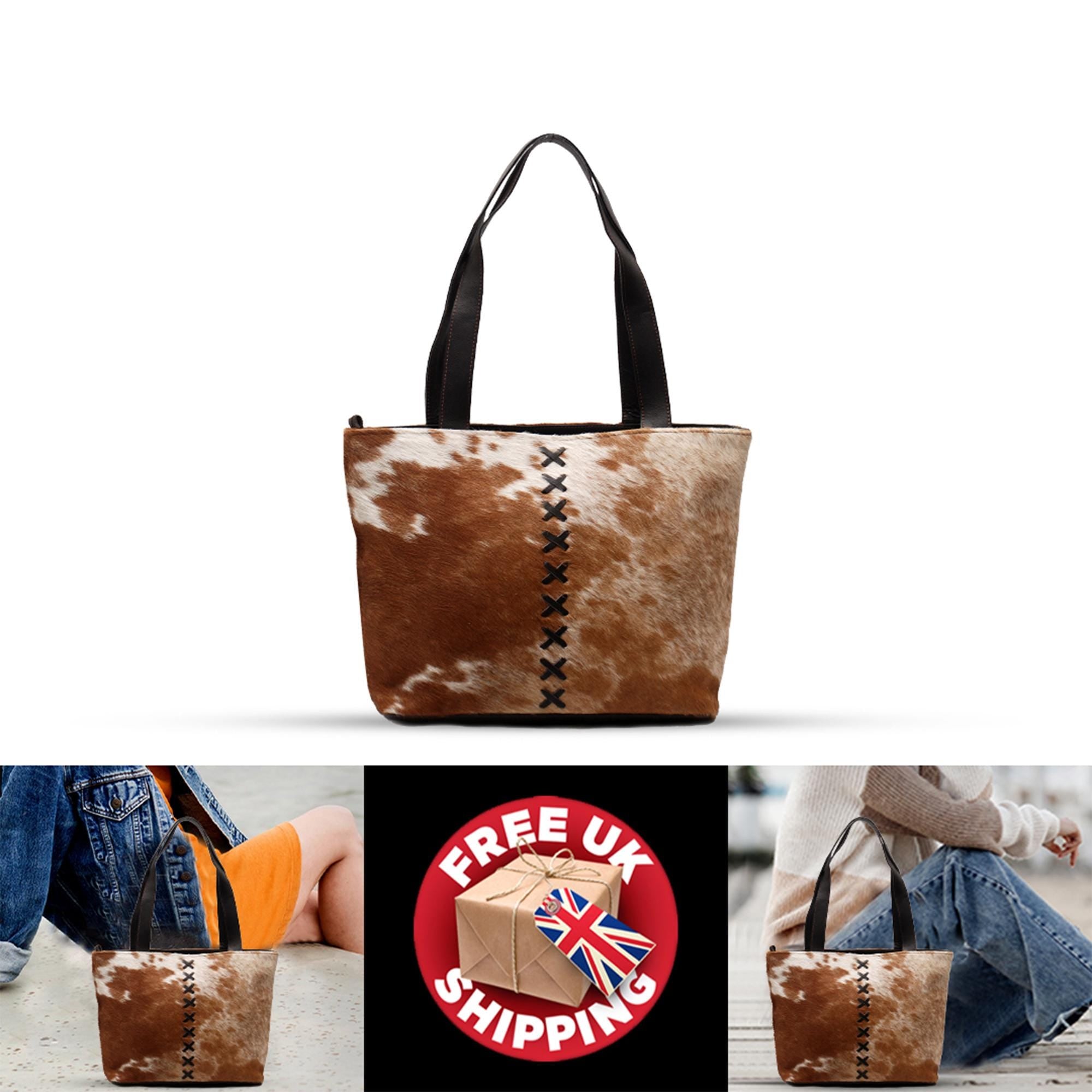 Stylish and Practical Cowhide Shoulder Bag with Trendy Animal Print Design