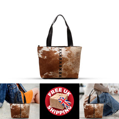 Stylish and Practical Cowhide Shoulder Bag with Trendy Animal Print Design