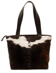 Luxurious Cowhide Shoulder Bag with Brown And White Cowskin Leather - Handcrafted Handbag For Women, Durable and Stylish Purse for Daily