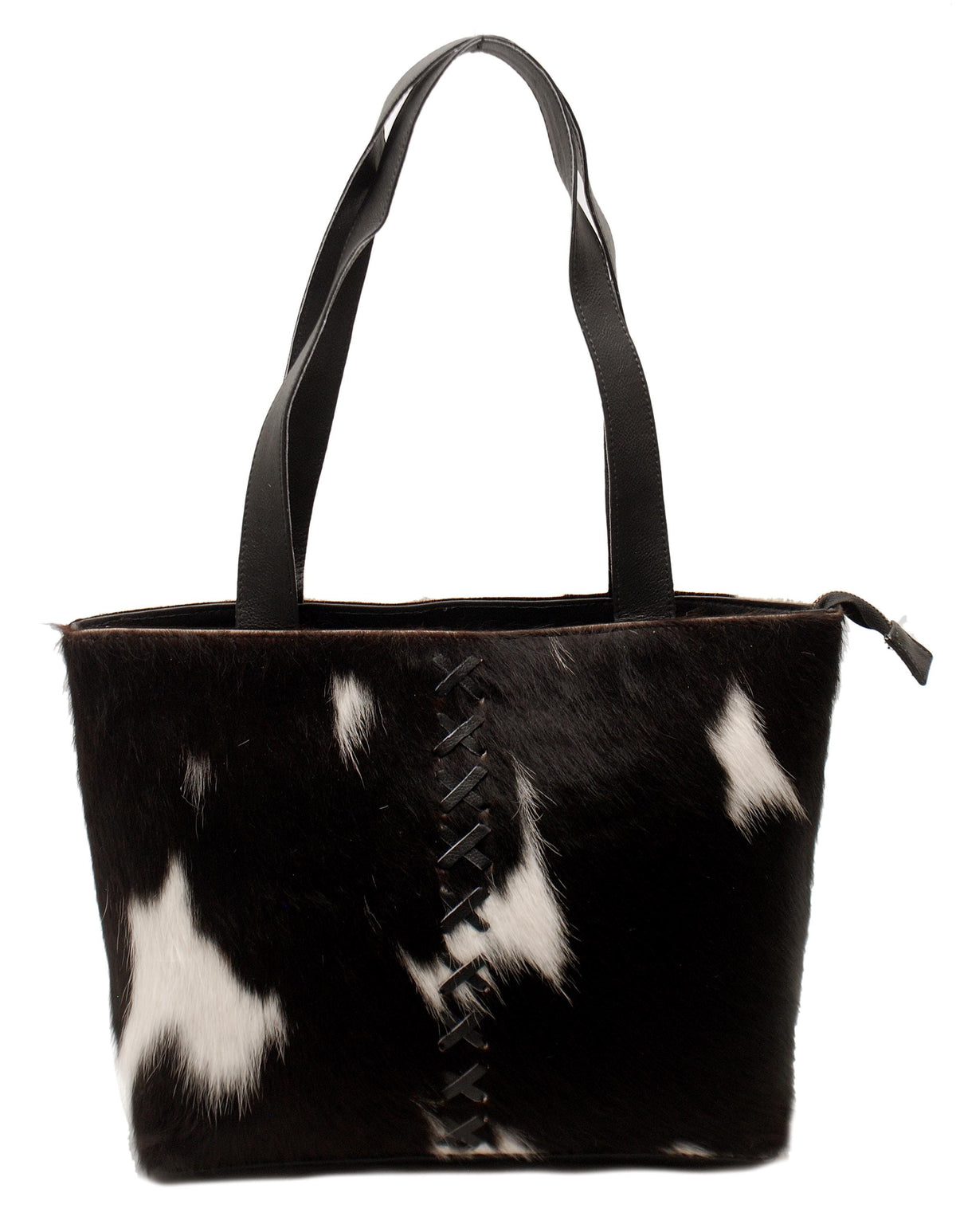 Luxurious Handmade Black And White Cowhide Shoulder Bag - Stylish Leather Cowskin Purse For Women, Perfect For Daily Use