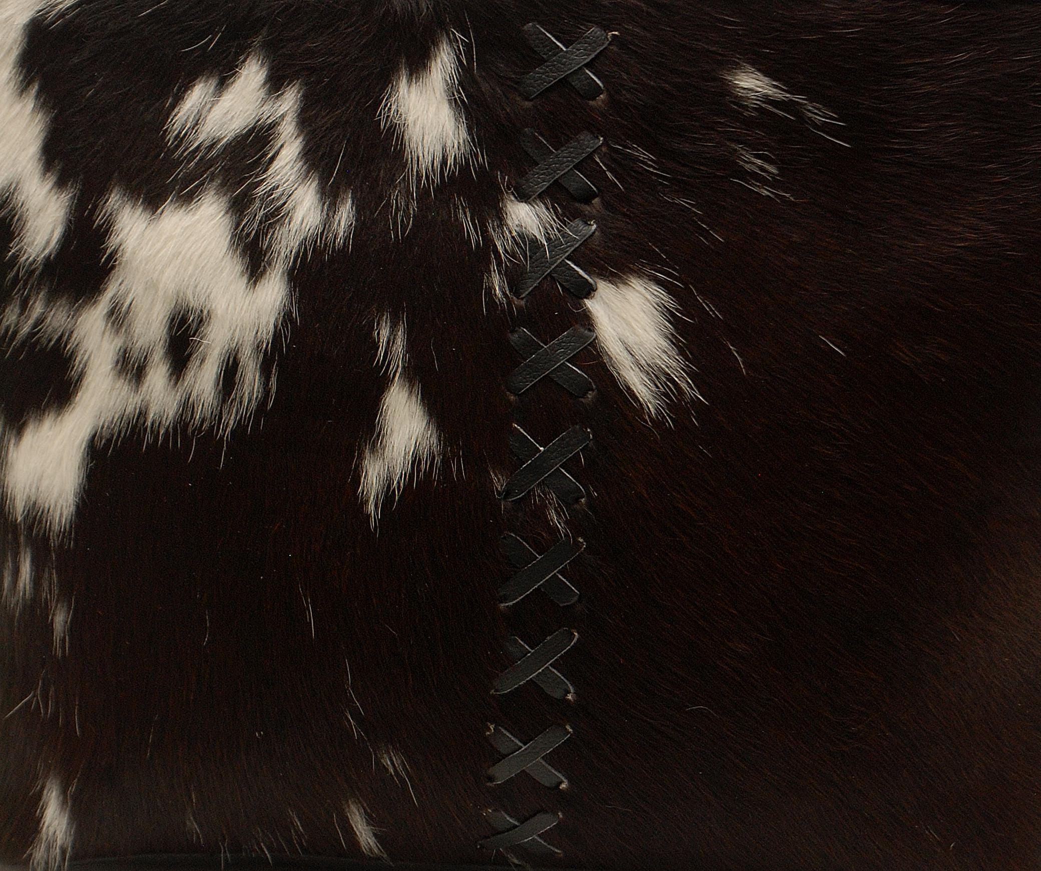 Luxurious Black And White Cowhide Shoulder Bag - Handmade Natural Hair-On Leather Purse With Ample Storage And Timeless Style