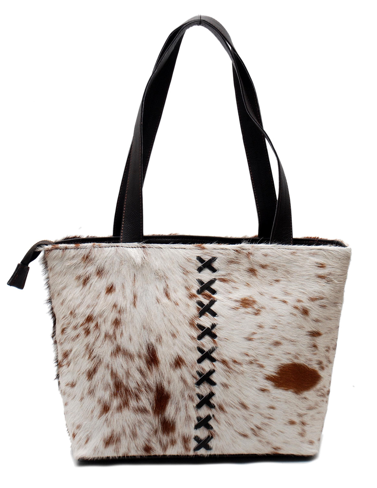 Sophisticated and Stylish White Cowhide Shoulder Bag - Handmade Hair-On Leather Purse for Women's Daily Use