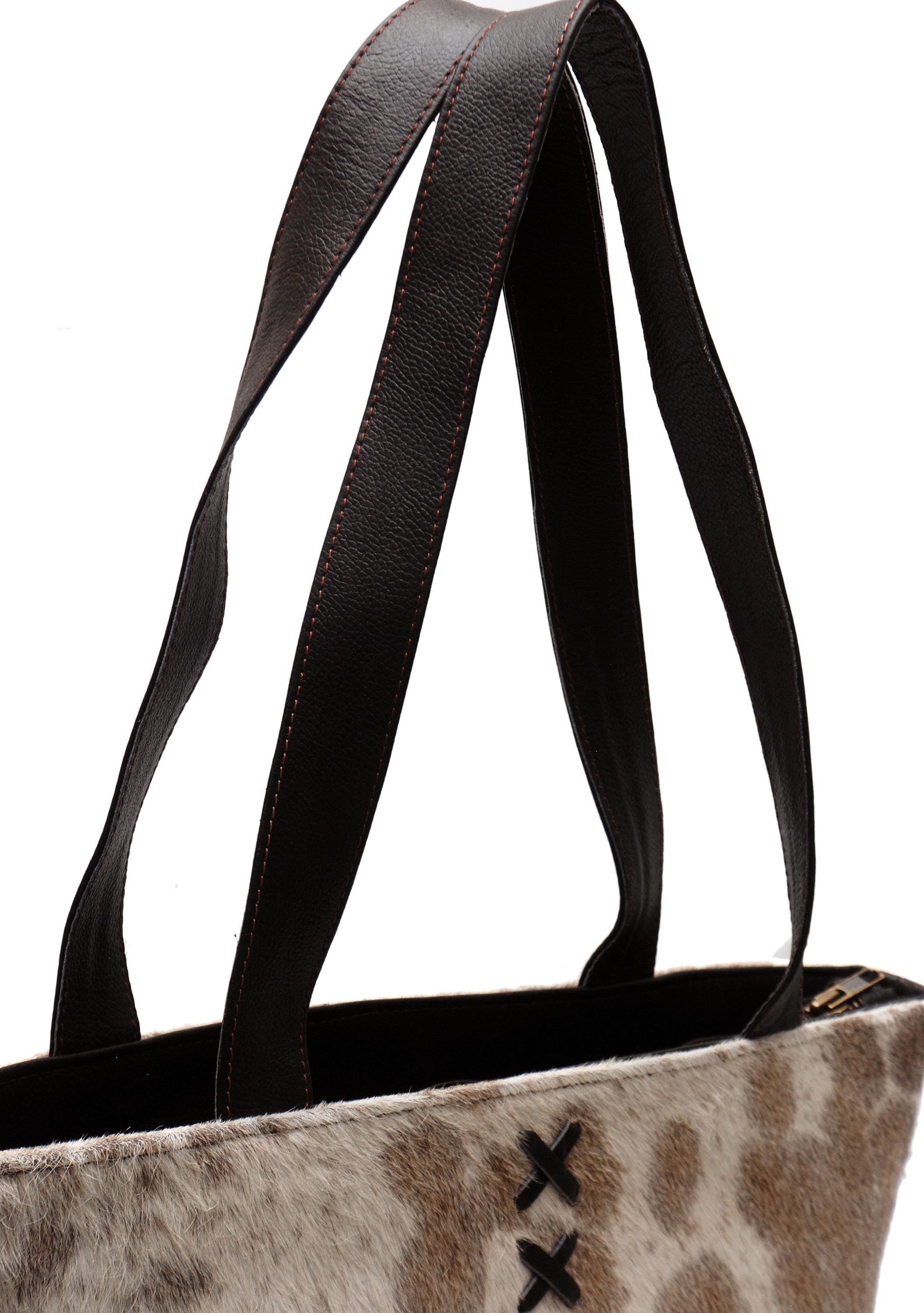 Stylish White Cowhide Shoulder Bag - Handmade Hair-On Leather Purse for Women's Daily Use