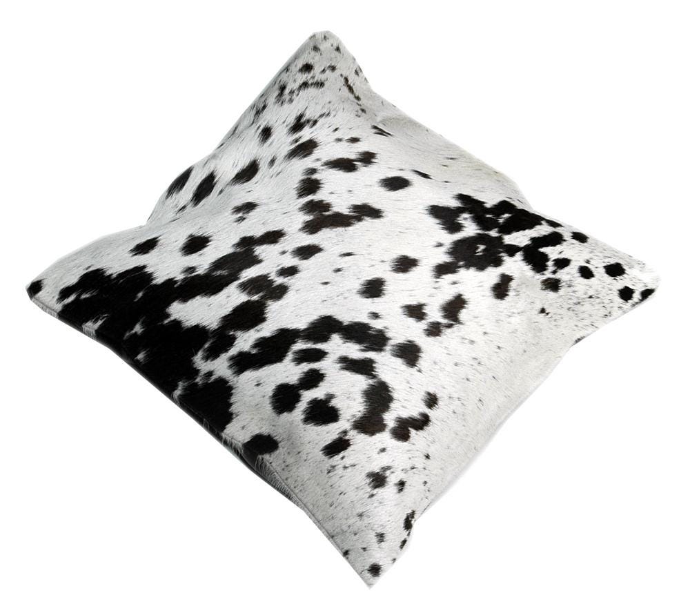 Handmade Genuine Leather Cowhide Cushion Cover Home Decor Accent Exotic Animal Skin Rustic Decorative Pillow
