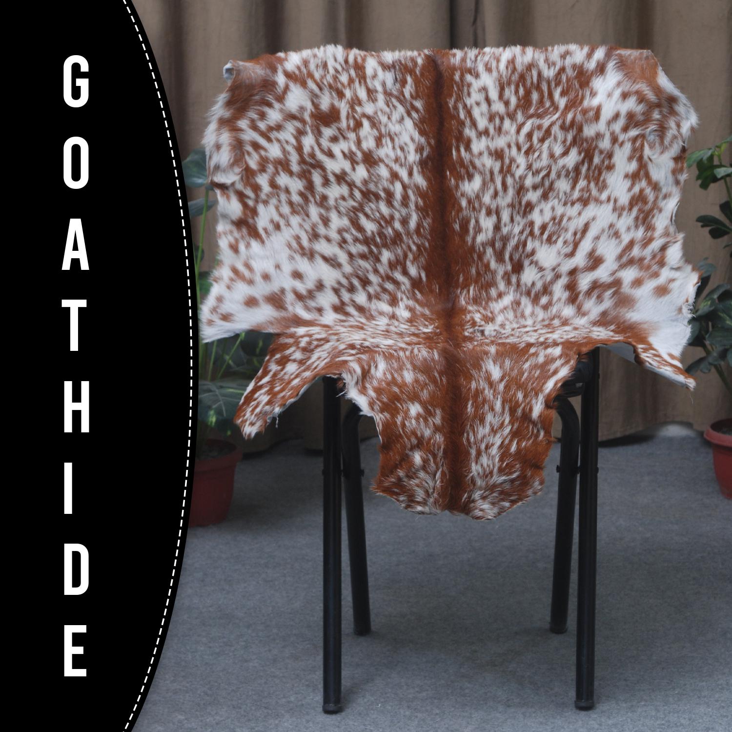 Luxurious Brown and White Goat Hide Rug - Premium Hair-On Goat Skin Rug for Home Décor - Celestial Leather Limited