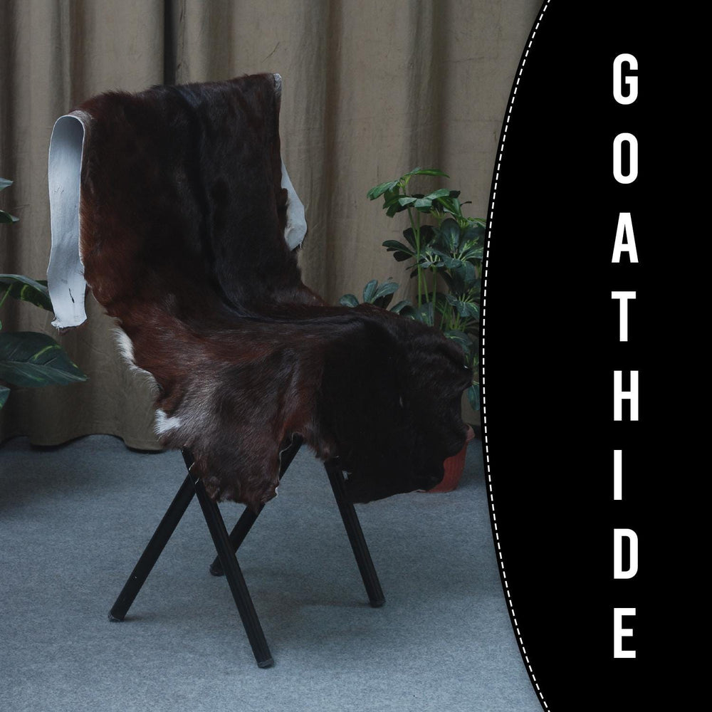 Luxury Dark Brown Goat Skin Floor Rug - Handmade from 100% Pure Goat Skin, Non-Shedding, Kid & Pet-Friendly, Eco-Friendly and Sustainable - Celestial Leather Limited