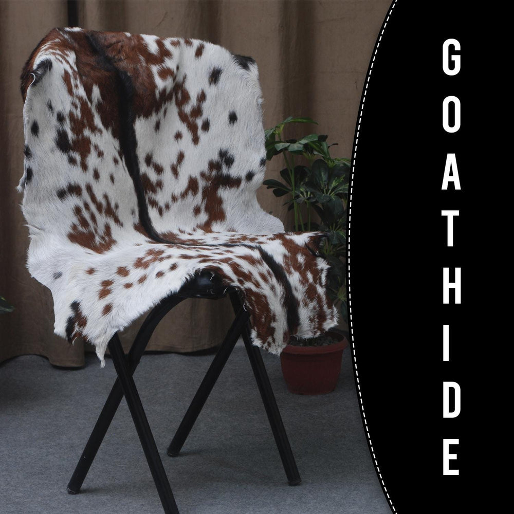 Luxurious Brown & White Goat Skin Rug - Premium Hair-on Goat Hide Rug - Natural - Eco-Friendly - Unique Patterns - Hypoallergenic - Celestial Leather Limited