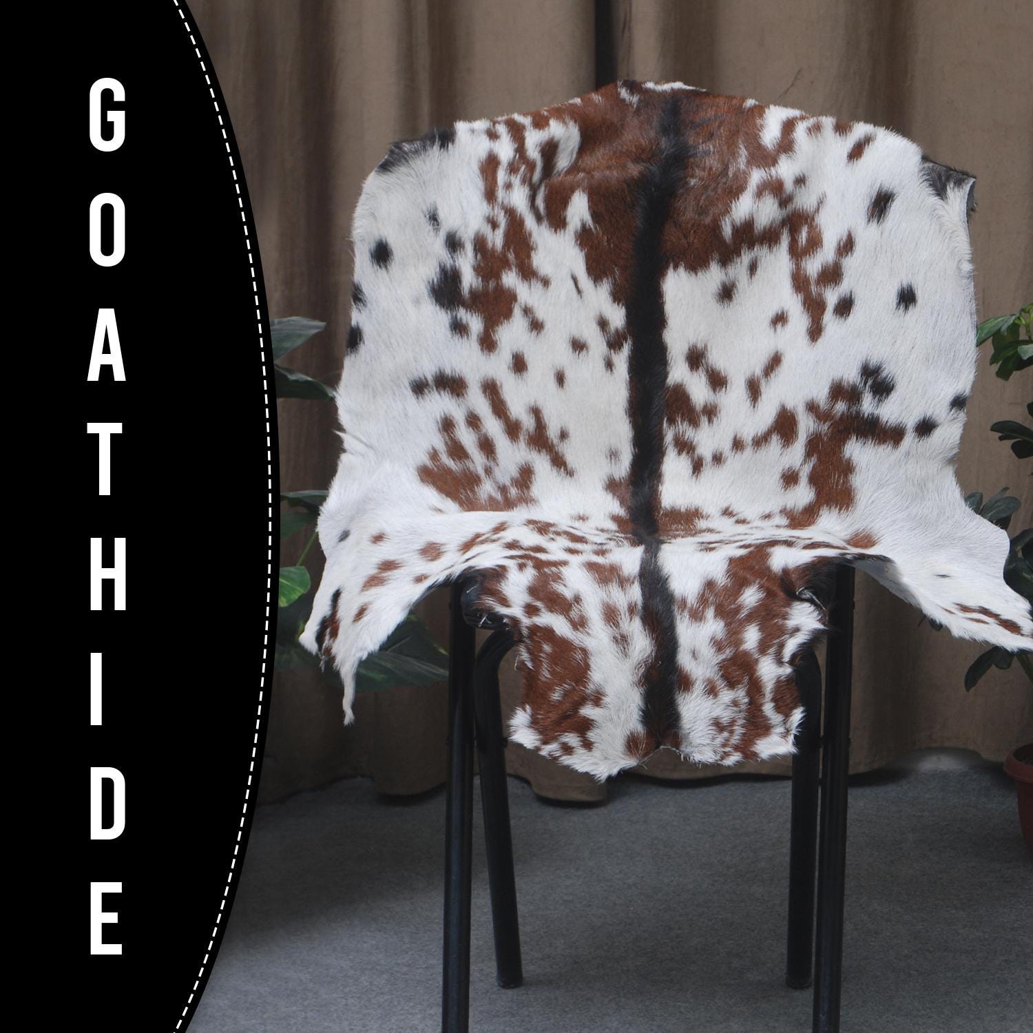 Luxurious Brown & White Goat Skin Rug - Premium Hair-on Goat Hide Rug - Natural - Eco-Friendly - Unique Patterns - Hypoallergenic - Celestial Leather Limited