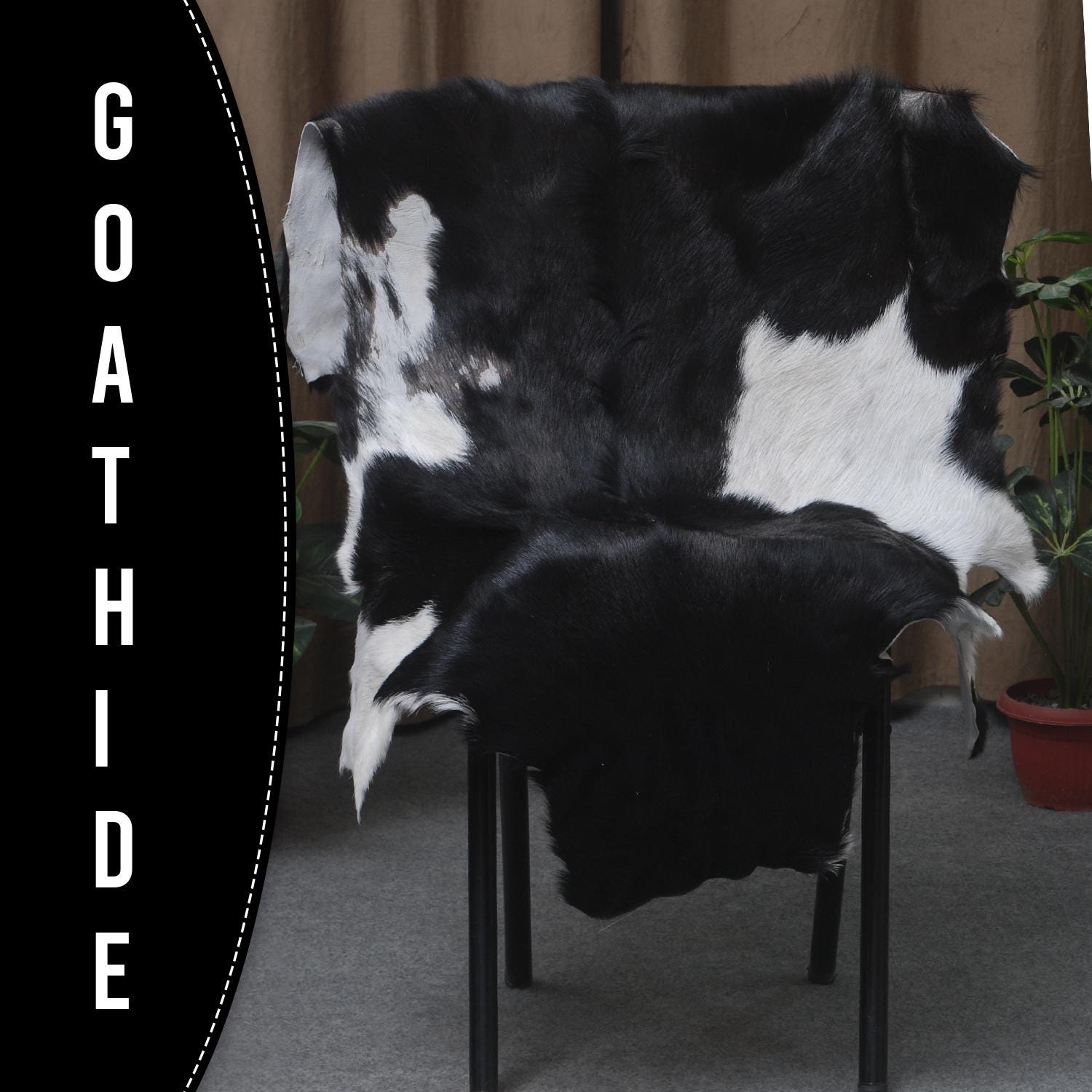 Luxury Black & White Goat Skin Rug - Soft, Durable, and Eco-Friendly Rug with Non-Slip Backing for Home Décor - Celestial Leather Limited