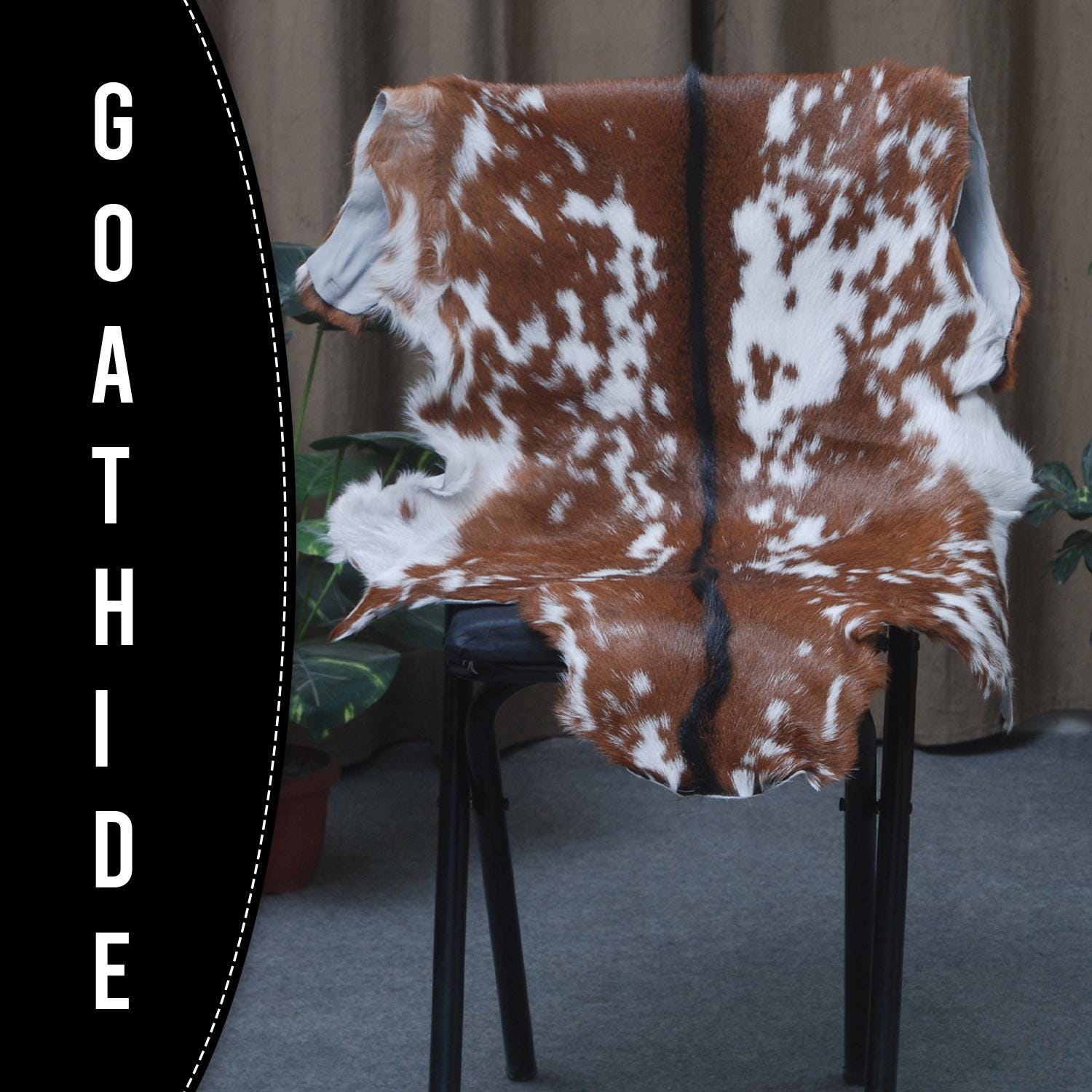 Luxurious Brown & White Goat Skin Rug - Handmade, Soft, Sustainable & Unique - Eco-Friendly Floor Rugs for Home Decor