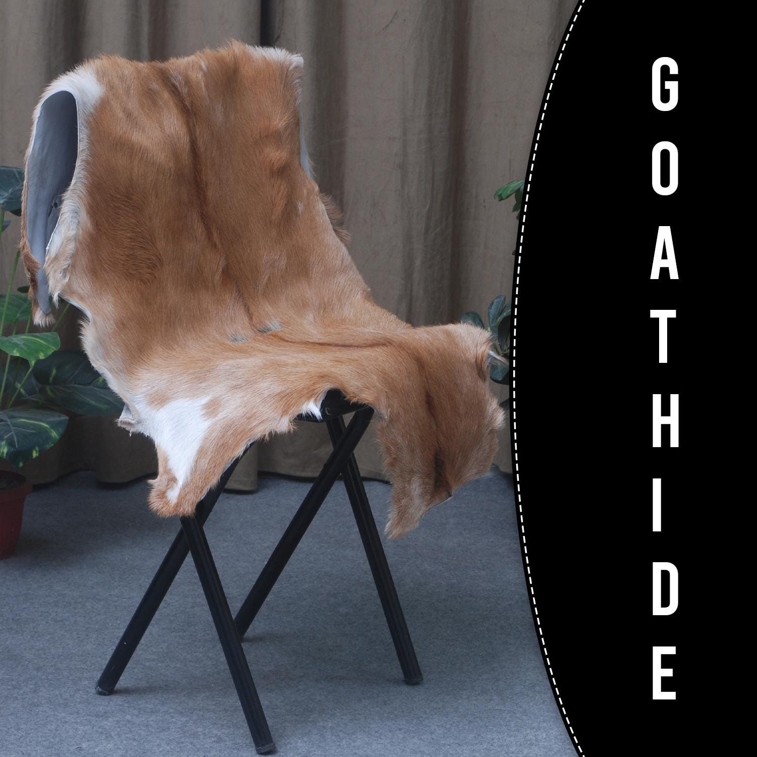 Luxurious Brown and White Goat Hide Rug - Premium Hair-On Goat Skin Rug, Sustainable Eco-Friendly Decor for Any Room