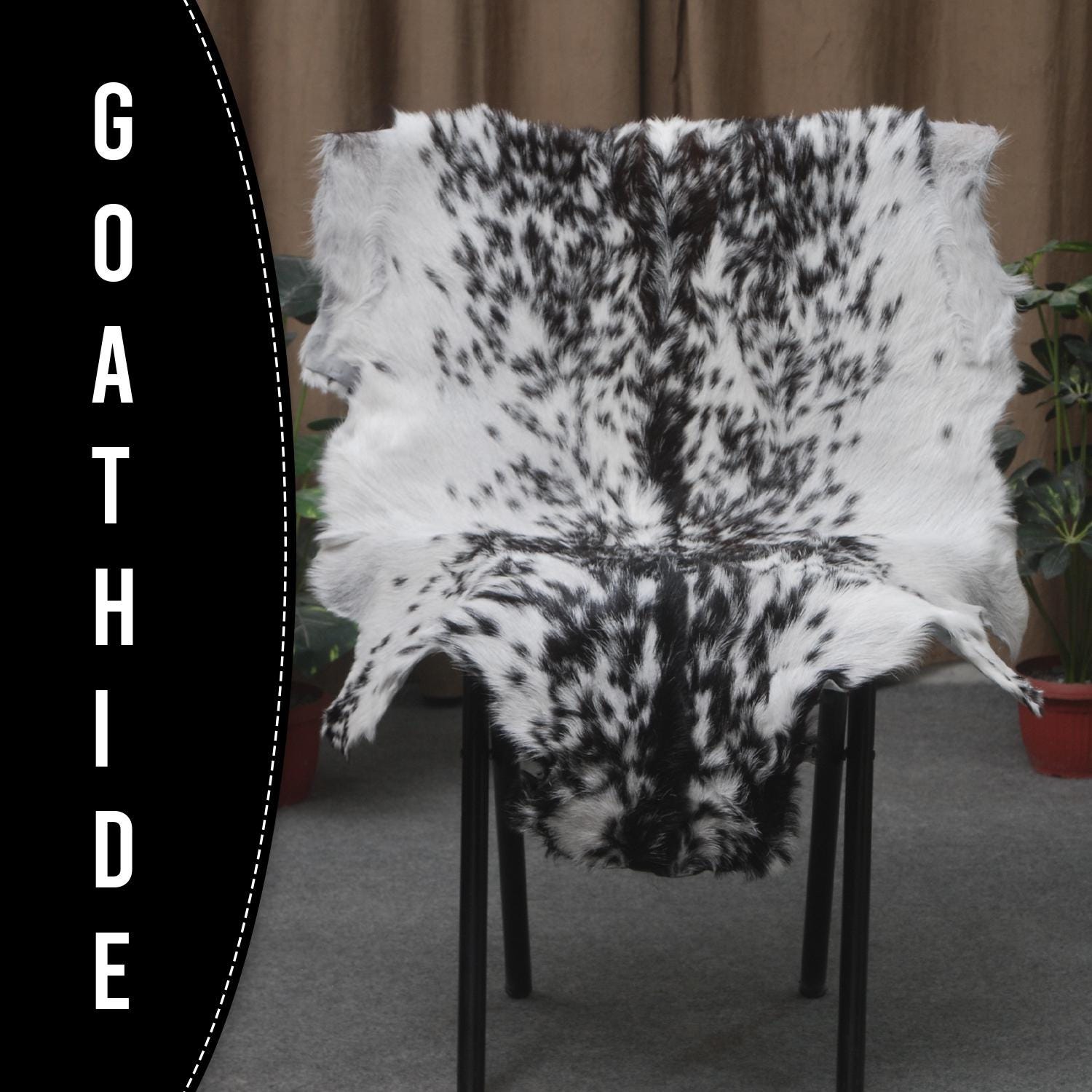 Luxury Black & White Natural Goatskin Rug | Modern Decor | Hypoallergenic - Non-shedding | Sustainable Eco-friendly Design