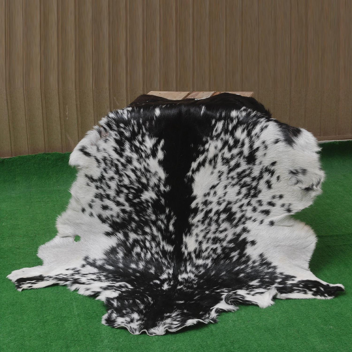 Luxurious Handmade Black & White Goat Skin Rug - Soft, Pet-Friendly, Hypoallergenic, & Eco-Friendly - Unique Statement Piece for Your Home - Celestial Leather Limited