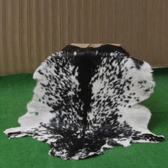 Luxurious Handmade Black & White Goat Skin Rug - Soft, Pet-Friendly, Hypoallergenic, & Eco-Friendly - Unique Statement Piece for Your Home - Celestial Leather Limited