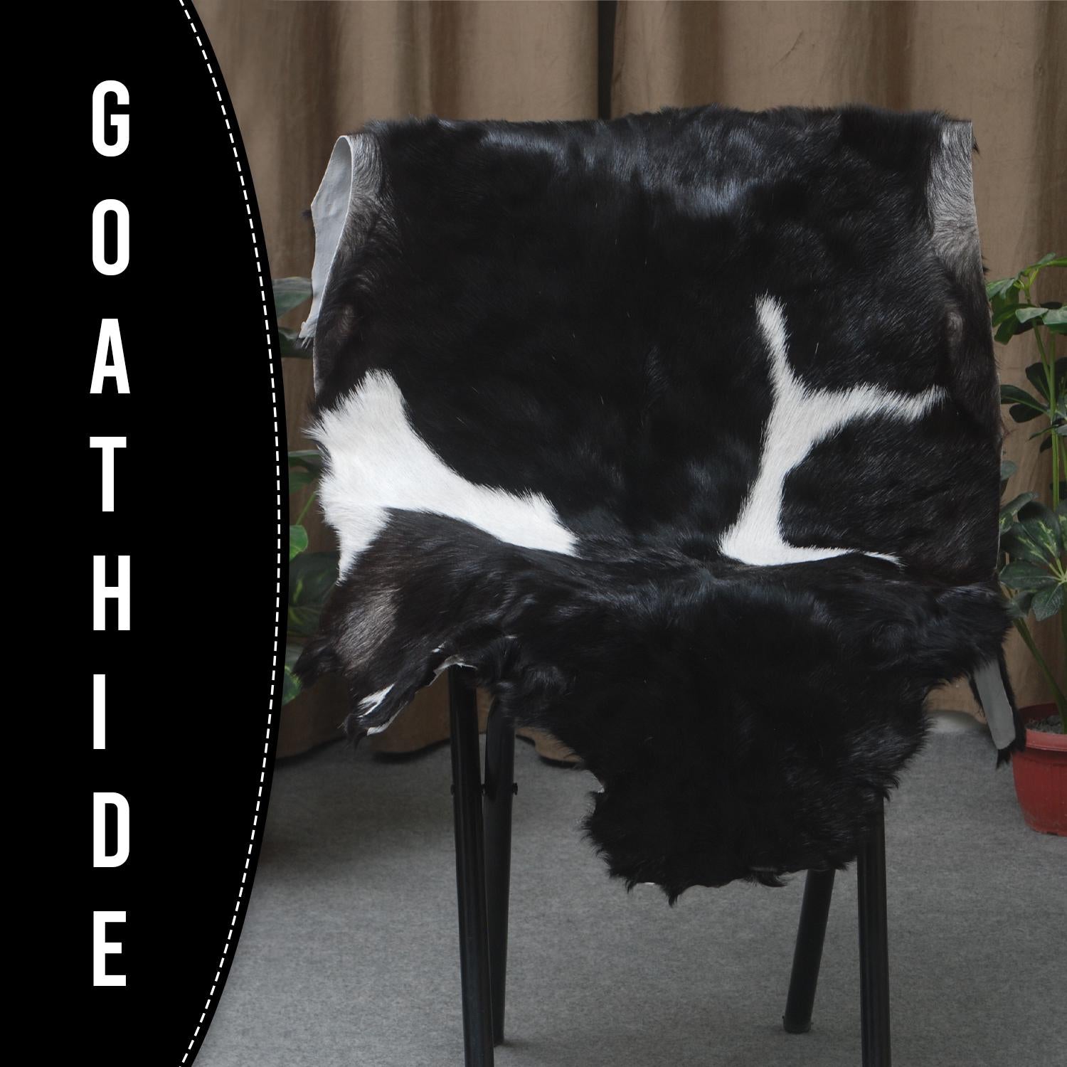 Luxury Handmade Black & White Goat Skin Rug with Unique Colour Variations - Soft, Durable, Hypoallergenic, and Eco-Friendly - Celestial Leather Limited