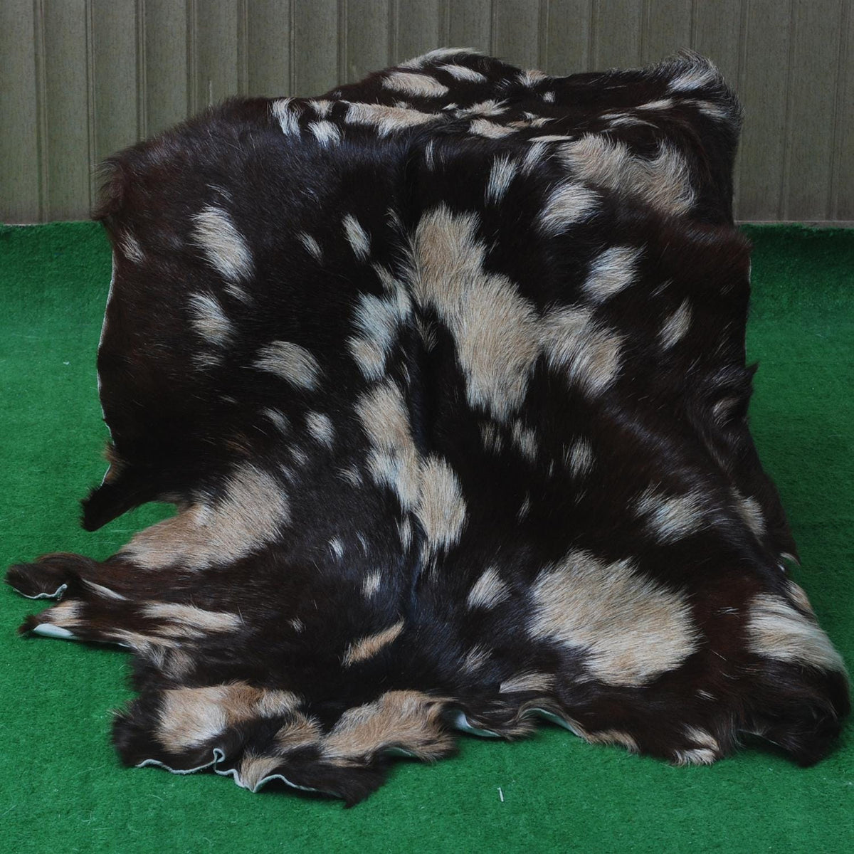 Luxury Handmade Black Brown Goat Skin Rug - Unique & Stunning Statement Piece - Celestial Leather Limited