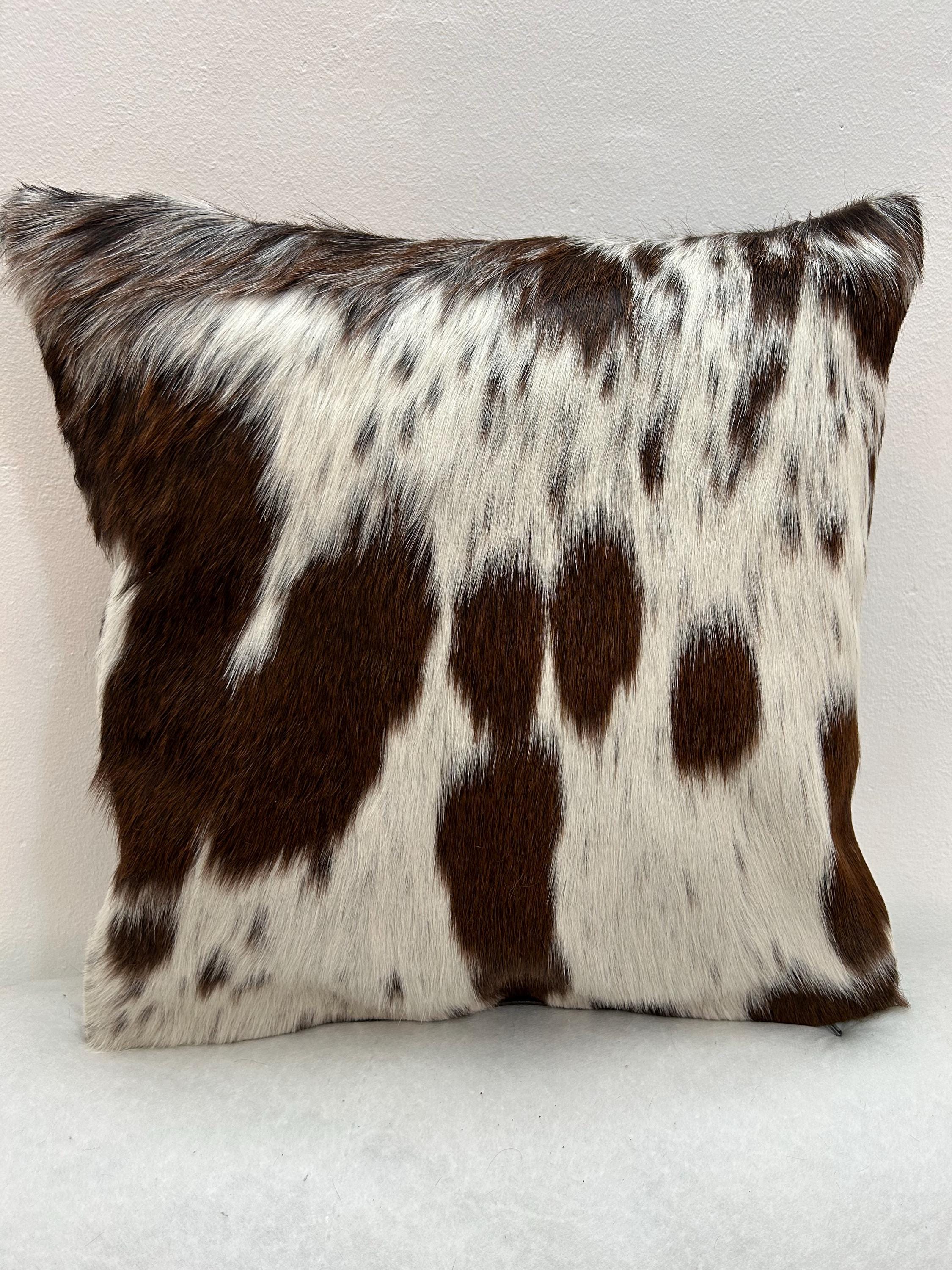 Stylish Rustic Cowhide Cushion Cover | Natural Hair-on Leather | Black White Pattern | Eco-friendly Decor Piece for Home