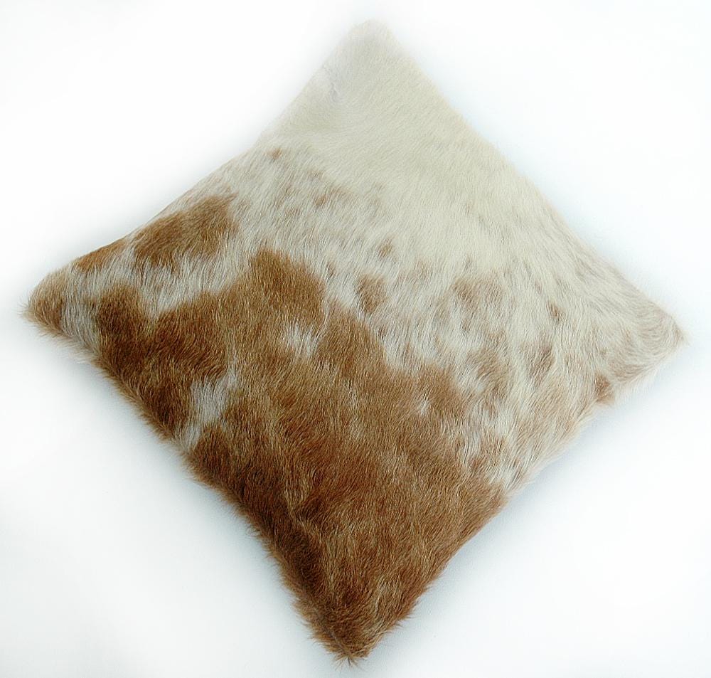 Rustic Genuine Leather Cushion Cover with Hidden Zipper - Multicolour Cowhide Home Decor - Eco-Friendly Exotic Leather Accent Piece
