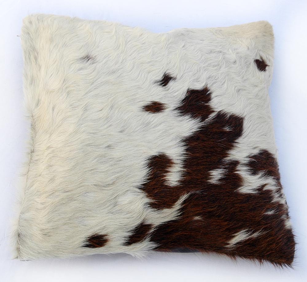 Rustic Eco-Friendly Cowhide Cushion Cover - Genuine Leather Hair-on Animal Skin Square Pillow Case - Home Decor Exotic Leather Accent