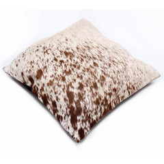 Handmade Brown & White Cowhide Cushion Cover - Rustic Elegance for Home Décor