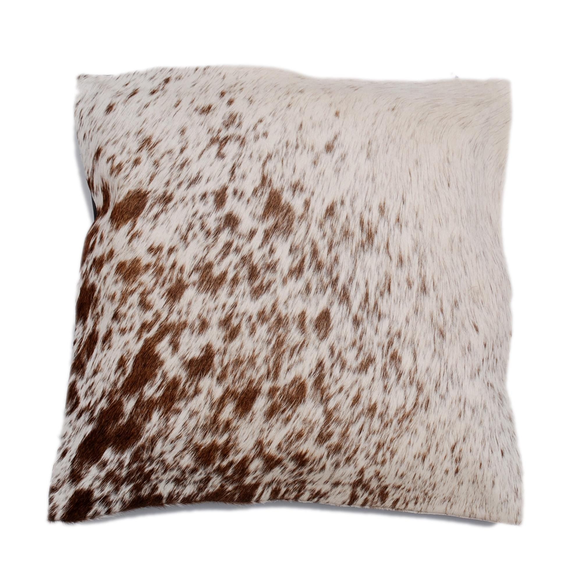 Handmade Brown & White Cowhide Cushion Cover - Rustic Elegance for Home Décor
