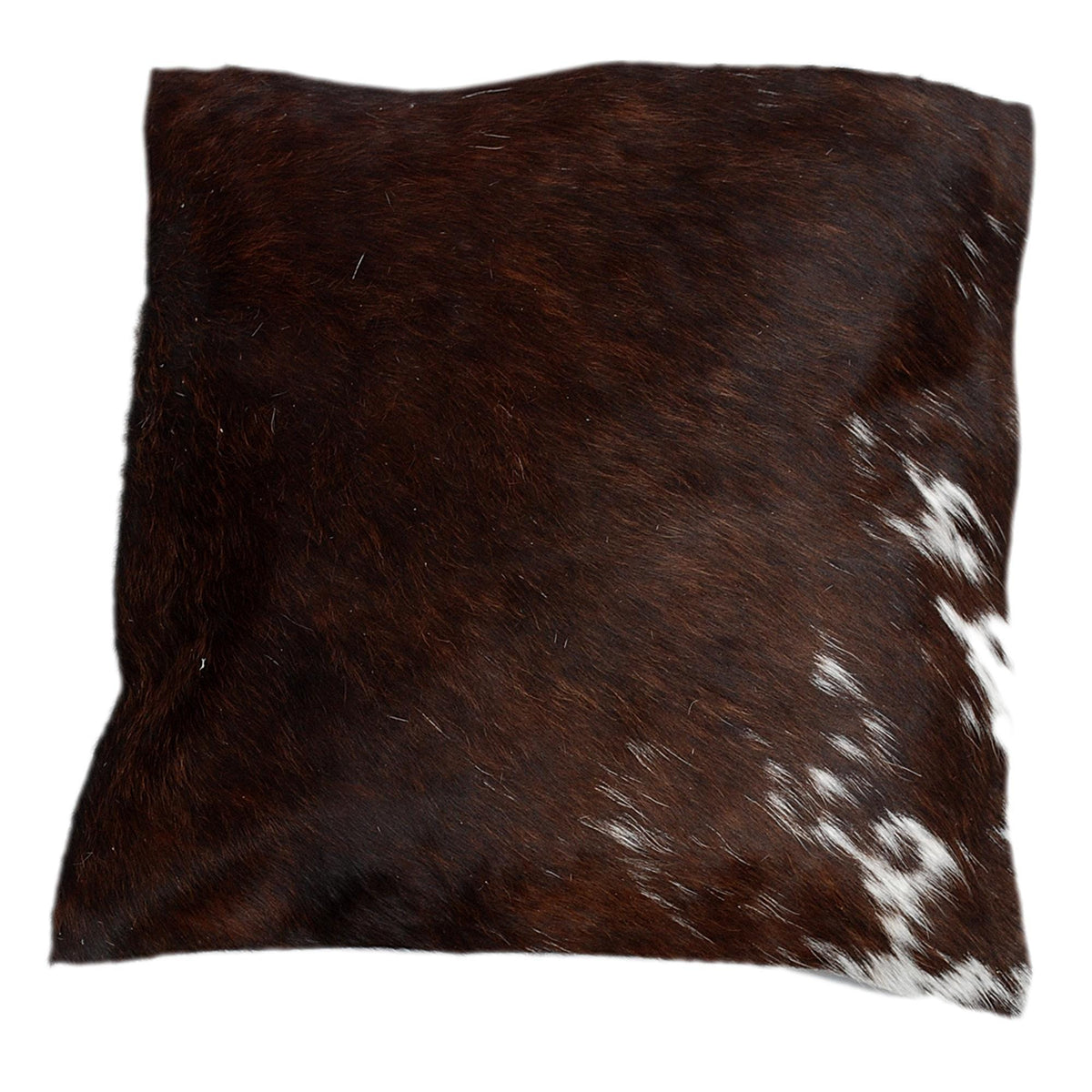 Luxury Handmade Brown & White Cowhide Cushion Cover with Animal Print - Rustic Elegance for Home Décor