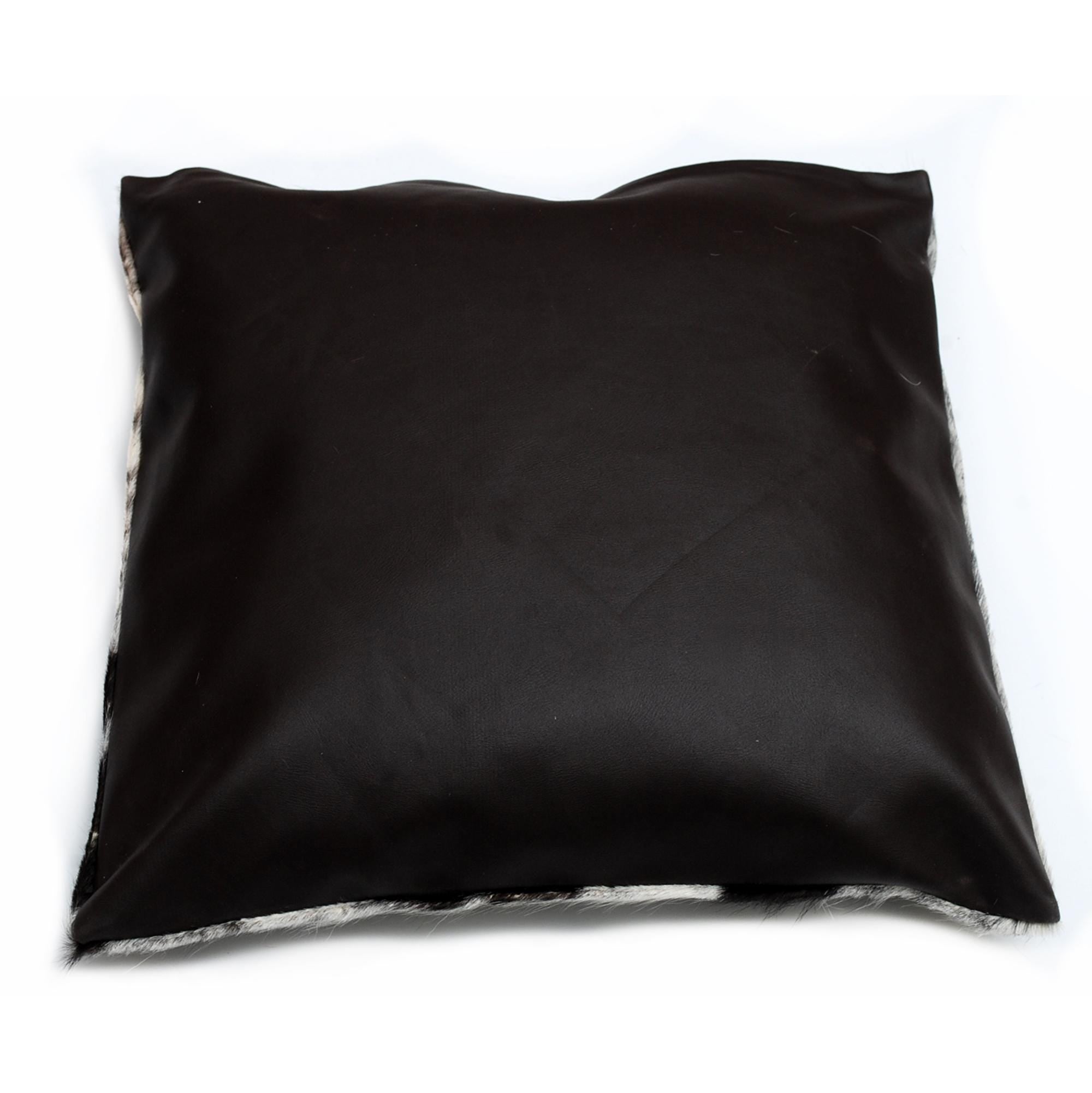 Luxury Brown & White Cowhide Cushion Cover - Handmade Animal Print Rustic Elegance - Natural 100% Leather - Unique Gift - 15x15cm - Celestial Leather Limited