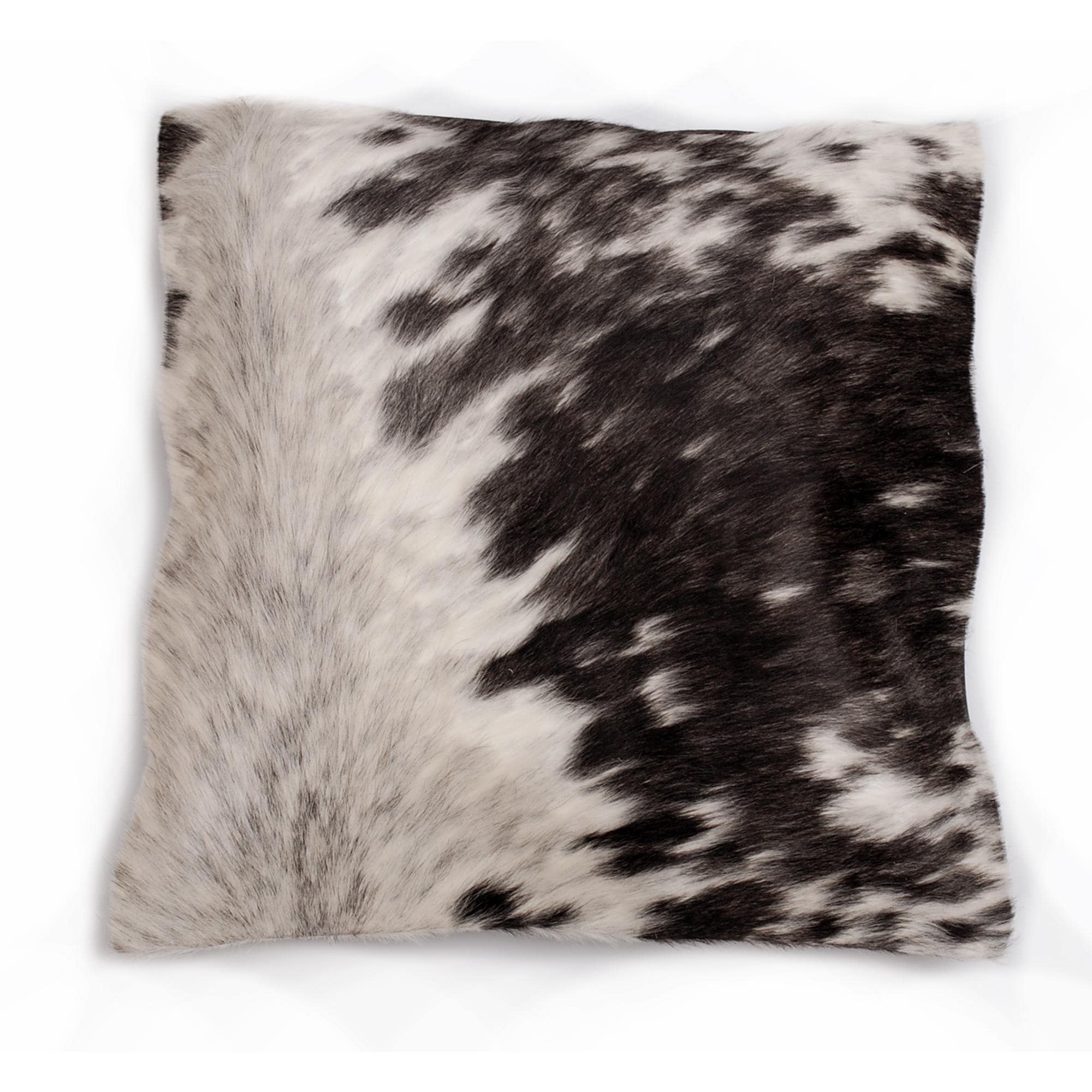 Luxurious Handmade Brown and White Cowhide Cushion Cover with Faux Leather Back - Rustic Elegance for Sofa or Bed