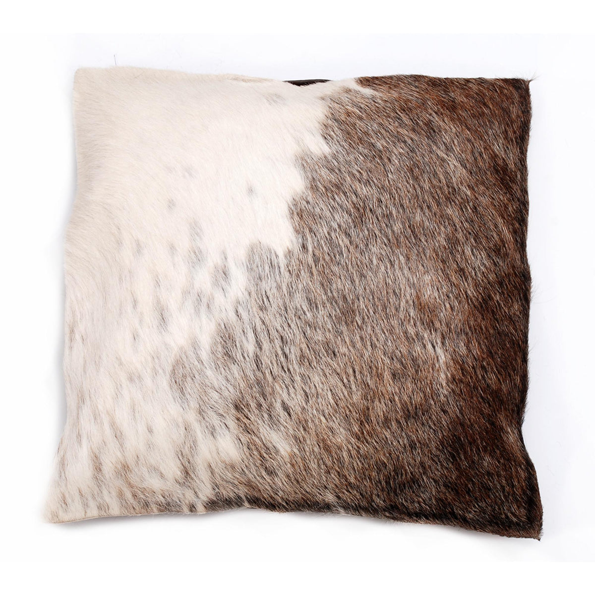 Luxury Handmade Brown & White Cowhide Sofa Accent Cushion Cover - Rustic Elegance for Home Décor