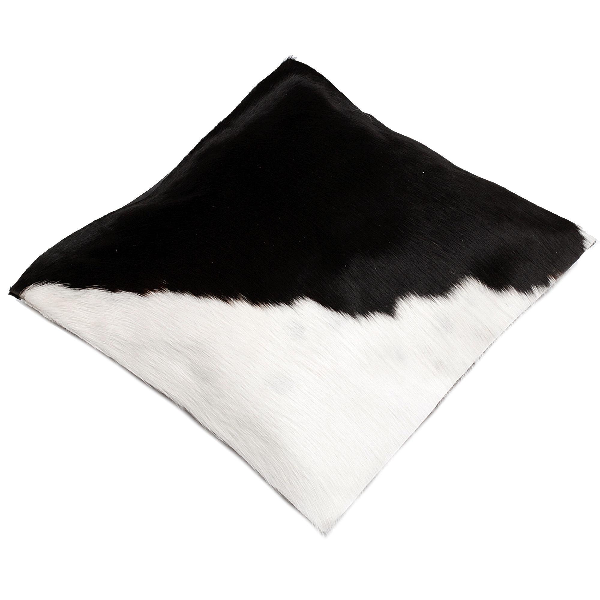 Luxurious Handmade Brown and White Cowhide Cushion Cover - Rustic Elegance for Sofa or Bed in Soft Cowhide Hair and Faux Leather